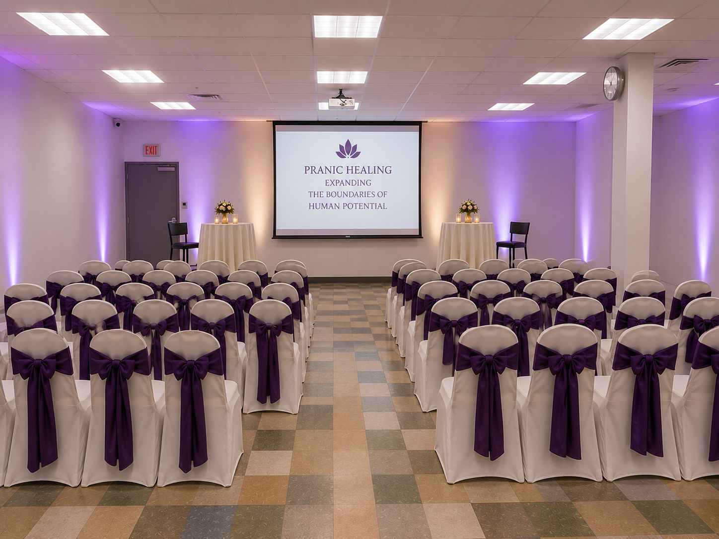 Event hall prepared for a Pranic Healing education session